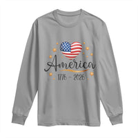 America Heart 250 Years Long Sleeve Shirt US Semiquincentennial Cute Patriotic 1776 to 2026 - Wonder Print Shop