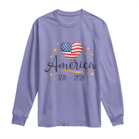 America Heart 250 Years Long Sleeve Shirt US Semiquincentennial Cute Patriotic 1776 to 2026 - Wonder Print Shop