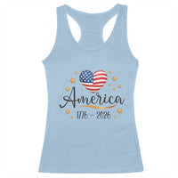 America Heart 250 Years Racerback Tank Top US Semiquincentennial Cute Patriotic 1776 to 2026 - Wonder Print Shop