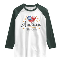 America Heart 250 Years Raglan Shirt US Semiquincentennial Cute Patriotic 1776 to 2026 - Wonder Print Shop