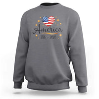 America Heart 250 Years Sweatshirt US Semiquincentennial Cute Patriotic 1776 to 2026 - Wonder Print Shop