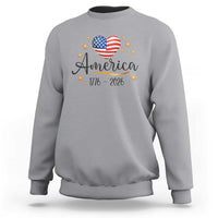 America Heart 250 Years Sweatshirt US Semiquincentennial Cute Patriotic 1776 to 2026 - Wonder Print Shop