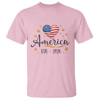 America Heart 250 Years T Shirt US Semiquincentennial Cute Patriotic 1776 to 2026 - Wonder Print Shop