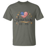 America Heart 250 Years T Shirt US Semiquincentennial Cute Patriotic 1776 to 2026 - Wonder Print Shop