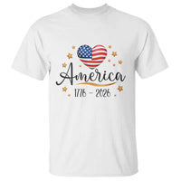 America Heart 250 Years T Shirt US Semiquincentennial Cute Patriotic 1776 to 2026 - Wonder Print Shop