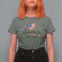 America Heart 250 Years T Shirt For Women US Semiquincentennial Cute Patriotic 1776 to 2026 - Wonder Print Shop