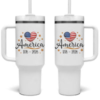 America Heart 250 Years Tumbler With Handle US Semiquincentennial Cute Patriotic 1776 to 2026 - Wonder Print Shop