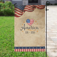 America Heart 250 Years Garden Flag US Semiquincentennial Cute Patriotic 1776 to 2026