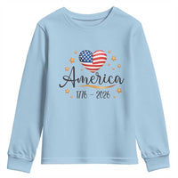 America Heart 250 Years Youth Sweatshirt US Semiquincentennial Cute Patriotic 1776 to 2026 - Wonder Print Shop
