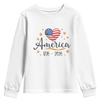America Heart 250 Years Youth Sweatshirt US Semiquincentennial Cute Patriotic 1776 to 2026 - Wonder Print Shop