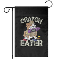 Crayon Eater Bulldog Garden Flag Funny Military Gift with Combat Pup and MRE Crayon - Wonder Print Shop
