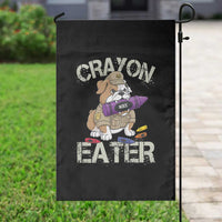 Crayon Eater Bulldog Garden Flag Funny Military Gift with Combat Pup and MRE Crayon - Wonder Print Shop