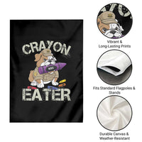 Crayon Eater Bulldog Garden Flag Funny Military Gift with Combat Pup and MRE Crayon - Wonder Print Shop