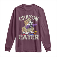 Crayon Eater Bulldog Long Sleeve Shirt Funny Military Gift with Combat Pup and MRE Crayon - Wonder Print Shop