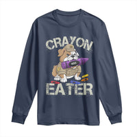 Crayon Eater Bulldog Long Sleeve Shirt Funny Military Gift with Combat Pup and MRE Crayon - Wonder Print Shop