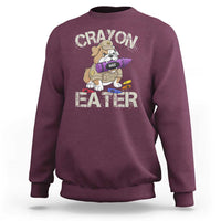 Crayon Eater Bulldog Sweatshirt Funny Military Gift with Combat Pup and MRE Crayon - Wonder Print Shop