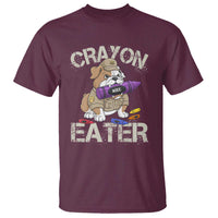 Crayon Eater Bulldog T Shirt Funny Military Gift with Combat Pup and MRE Crayon - Wonder Print Shop