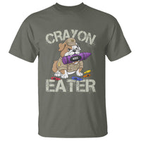 Crayon Eater Bulldog T Shirt Funny Military Gift with Combat Pup and MRE Crayon - Wonder Print Shop