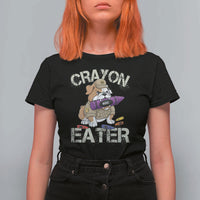 Crayon Eater Bulldog T Shirt For Women Funny Military Gift with Combat Pup and MRE Crayon - Wonder Print Shop