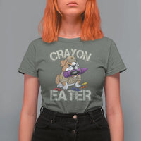 Crayon Eater Bulldog T Shirt For Women Funny Military Gift with Combat Pup and MRE Crayon - Wonder Print Shop