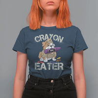 Crayon Eater Bulldog T Shirt For Women Funny Military Gift with Combat Pup and MRE Crayon - Wonder Print Shop