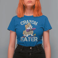 Crayon Eater Bulldog T Shirt For Women Funny Military Gift with Combat Pup and MRE Crayon - Wonder Print Shop