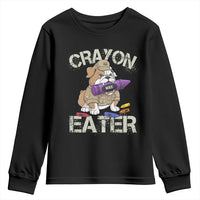 Crayon Eater Bulldog Youth Sweatshirt Funny Military Gift with Combat Pup and MRE Crayon - Wonder Print Shop