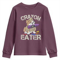 Crayon Eater Bulldog Youth Sweatshirt Funny Military Gift with Combat Pup and MRE Crayon - Wonder Print Shop