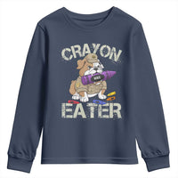 Crayon Eater Bulldog Youth Sweatshirt Funny Military Gift with Combat Pup and MRE Crayon - Wonder Print Shop