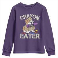 Crayon Eater Bulldog Youth Sweatshirt Funny Military Gift with Combat Pup and MRE Crayon - Wonder Print Shop