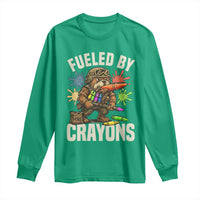 Fueled by Crayons Bulldog Soldier Long Sleeve Shirt Funny Combat Veteran Crayon Launcher - Wonder Print Shop