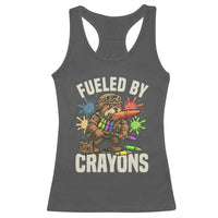 Fueled by Crayons Bulldog Soldier Racerback Tank Top Funny Combat Veteran Crayon Launcher - Wonder Print Shop