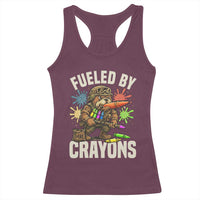 Fueled by Crayons Bulldog Soldier Racerback Tank Top Funny Combat Veteran Crayon Launcher - Wonder Print Shop