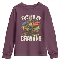 Fueled by Crayons Bulldog Soldier Youth Sweatshirt Funny Combat Veteran Crayon Launcher - Wonder Print Shop