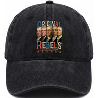 Original Rebels 250 Years of Freedom Washed Cotton Baseball Cap Founding Fathers Patriotic 1776 to 2026 Semiquincentennial