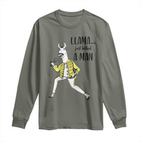 Funny Llama Just Killed a Man Long Sleeve Shirt Singing Animal Pun Internet Meme - Wonder Print Shop