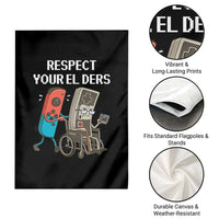 Respect Your Elders Retro Gaming Meme Garden Flag Funny Gamer Controller 80s - Wonder Print Shop