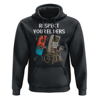 Respect Your Elders Retro Gaming Meme Hoodie Funny Gamer Controller 80s - Wonder Print Shop