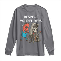 Respect Your Elders Retro Gaming Meme Long Sleeve Shirt Funny Gamer Controller 80s - Wonder Print Shop