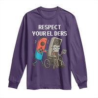 Respect Your Elders Retro Gaming Meme Long Sleeve Shirt Funny Gamer Controller 80s - Wonder Print Shop