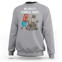 Respect Your Elders Retro Gaming Meme Sweatshirt Funny Gamer Controller 80s - Wonder Print Shop