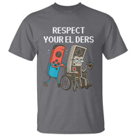 Respect Your Elders Retro Gaming Meme T Shirt Funny Gamer Controller 80s - Wonder Print Shop