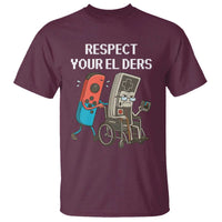 Respect Your Elders Retro Gaming Meme T Shirt Funny Gamer Controller 80s - Wonder Print Shop