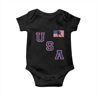 USA Flag Hockey Baby Onesie Patriotic Ice Hockey Team Fan Vintage Throwback