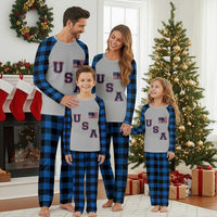 USA Flag Hockey Plaid Pajama Set Patriotic Ice Hockey Team Fan Vintage Throwback - Wonder Print Shop