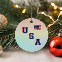 USA Flag Hockey Ceramic Ornament Patriotic Ice Hockey Team Fan Vintage Throwback - Wonder Print Shop