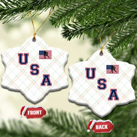 USA Flag Hockey Ceramic Ornament Patriotic Ice Hockey Team Fan Vintage Throwback - Wonder Print Shop