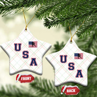 USA Flag Hockey Ceramic Ornament Patriotic Ice Hockey Team Fan Vintage Throwback - Wonder Print Shop