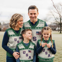 USA Flag Hockey V-Neck Knit Sweater Vest Patriotic Ice Hockey Team Fan Vintage Throwback - Wonder Print Shop