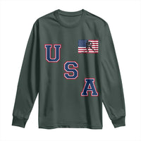 USA Flag Hockey Long Sleeve Shirt Patriotic Ice Hockey Team Fan Vintage Throwback